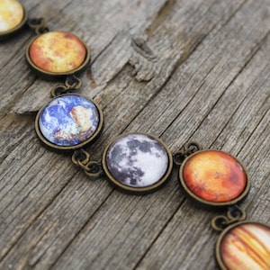 Solar System Bracelet, Planet Bracelet, Galaxy Bracelet, Universe, Space Jewelry, The Earth, Full Moon, Sun, Neptune, Jupiter, Mars, Venus