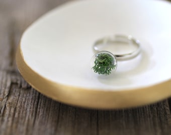 Moss Ring, Real Moss, Moss, Real Moss Ring, Dried Moss, Dried Moss Ring, Dried Flowers, Dried Flowers Ring, Real Flowers Ring, Botanical