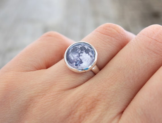 Moon, Moon Jewelry, Full Moon, Moon Ring, Full Moon Ring, Silver