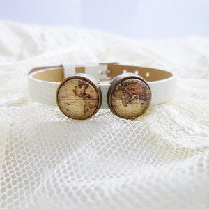 Carte rétro Bracelet, Bracelet carte, carte du monde rétro, rétro monde carte Bracelet, Globe rétro, carte Bracelet, bijoux rétro carte, carte