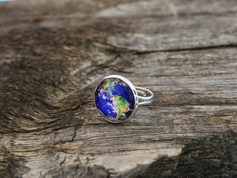 Earth Ring, Earth, Planet Earth Ring, Planet Ring, Solar System Ring, Planets Ring, Planet Jewelry, Solar System, Galaxy Ring, Space Ring image 2