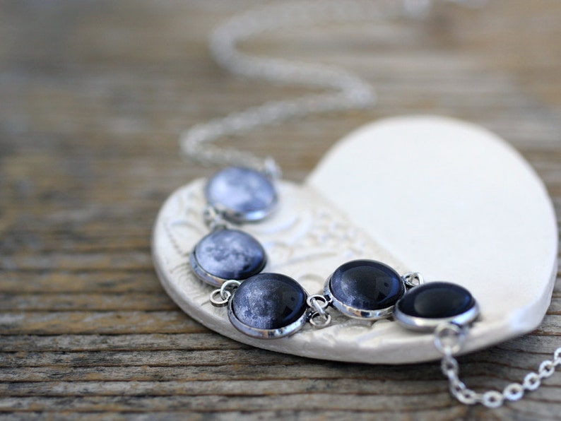 Moon Phase Necklace, Moon Phases, Moon Cycle, Moon Necklace, Solar System Necklace, Lunar Eclipse, Planet Necklace, Space Necklace image 1