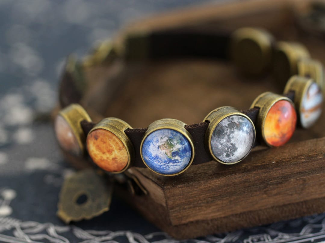 Bracelet, Space Bracelet, Leather Bracelet, Solar System