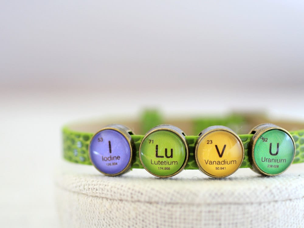 I love you, I love you Bracelet, Periodic Table, I Lu V U, Periodic Table Bracelet, Mendeleev Table, Science Bracelet, Chemistry Bracelet