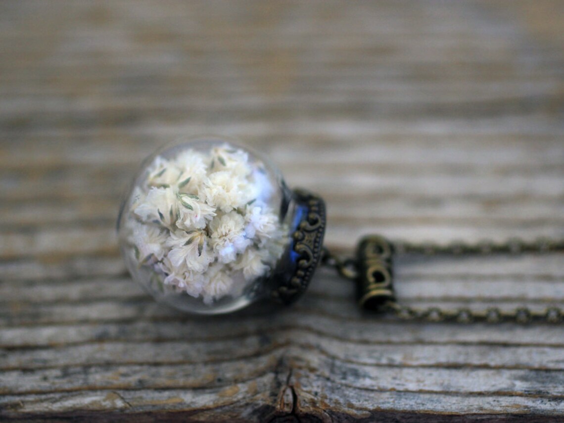 Gypsophila Gypsophila Necklace Real Flowers Necklace White Etsy