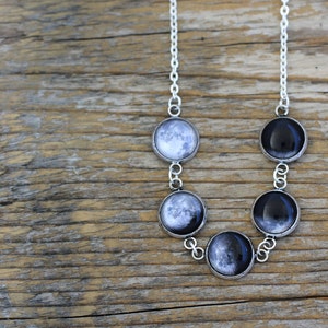 Moon Phase Necklace, Moon Phases, Moon Cycle, Moon Necklace, Solar System Necklace, Lunar Eclipse, Planet Necklace, Space Necklace image 4