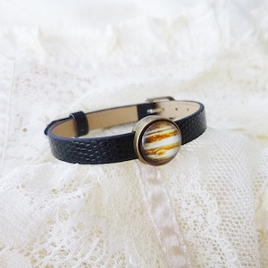 Jupiter Bracelet, Jupiter, Planet Bracelet, Leather Planet Bracelet, Solar System Bracelet, Planet Jewelry, Solar System Jewelry