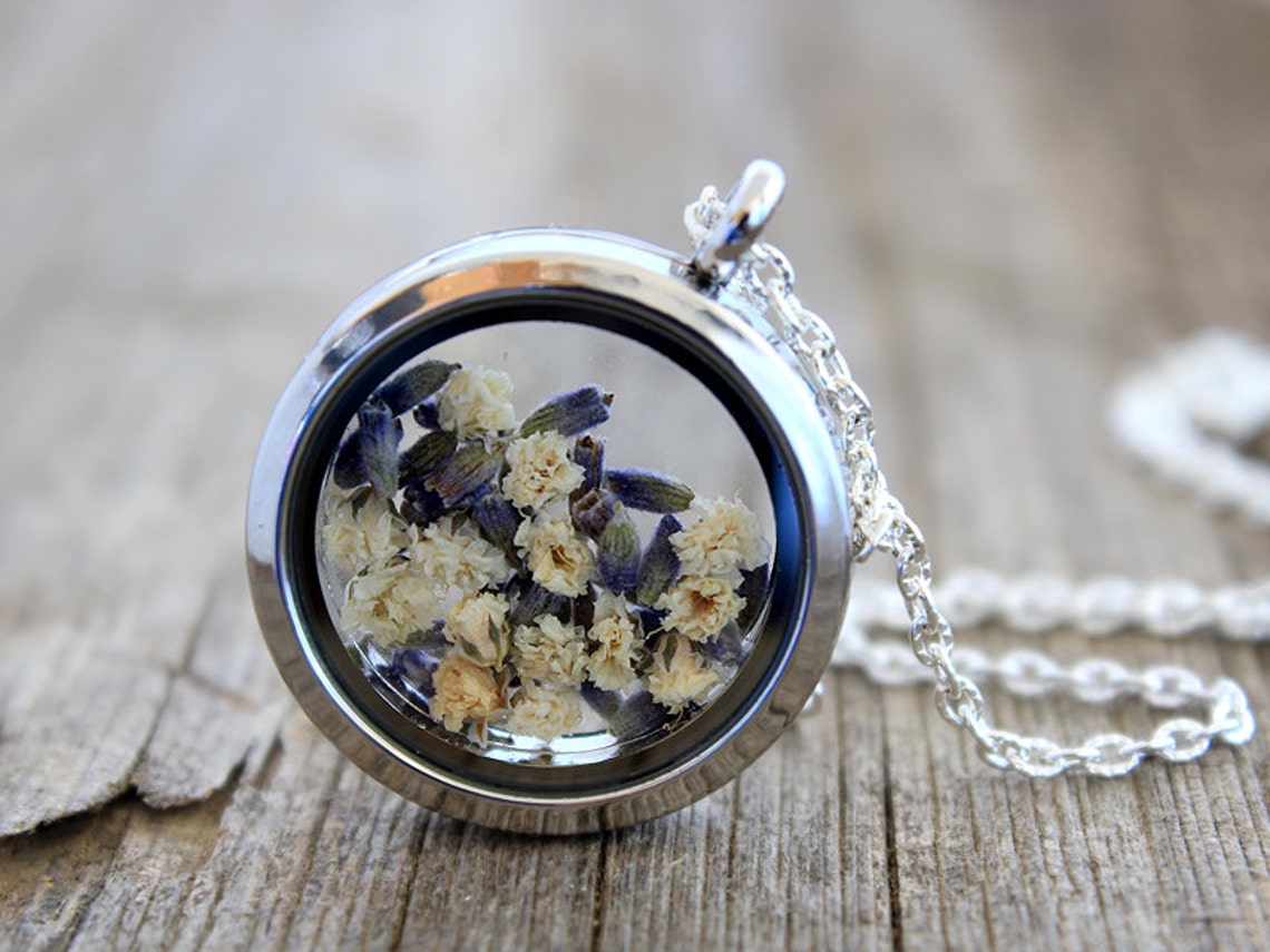 Gypsophila Necklace Lavender Necklace Real Lavender Real Etsy