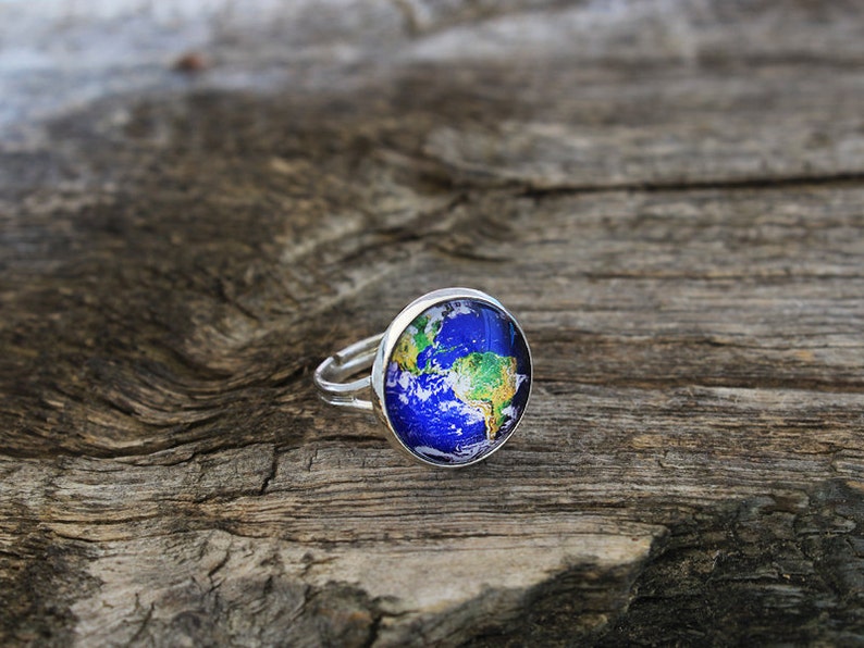 Earth Ring, Earth, Planet Earth Ring, Planet Ring, Solar System Ring, Planets Ring, Planet Jewelry, Solar System, Galaxy Ring, Space Ring image 3