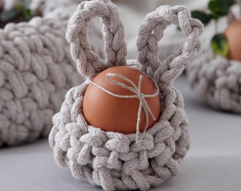 Easter Bunny Egg Cup, Bunny Decor, Easter Egg Cups, Easter Egg Hunt, Crochet Easter Decor, Farmhouse Decor, Scandinavian Decor Easter