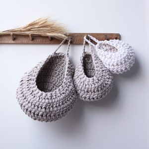 Crochet Hanging Basket, Wall Hanging Storage Basket, Hanging Storage Bag, Nursery Organizer, Toys Storage | 3 sizes | 27 colours