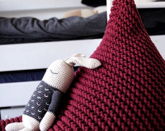 Knitted Cotton Kids Bean Bag Chair Cover - Scandinavian Style (Covers Only)