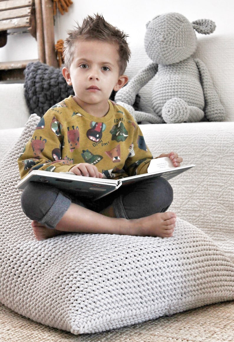 Knitted Bean Bag Chair Kids Beanbag Chair Kids Bean Bag Etsy