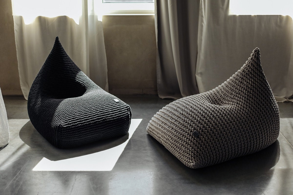 Chunky Knitted Bean Bag OATMEAL Range of 27 Colours Hand Knitted High Quality Bean Bag Soft Furnishing Etsy Australia