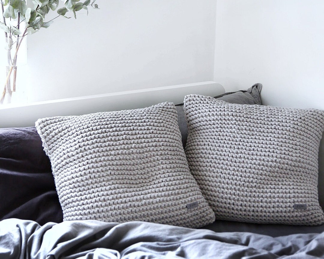 Chunky Knit Throw Pillows, Chunky Knit Cushions, Knitted Home Decor