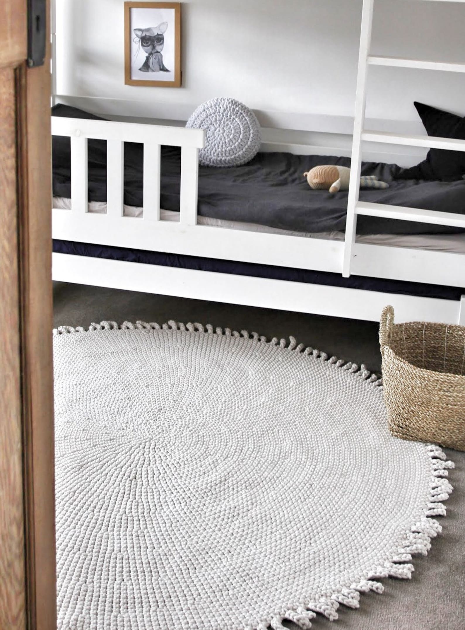 Crochet Round Nursery Rug Circular Rug Kids Neutral Nursery Etsy