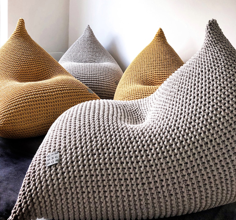 Knitted Bean Bag Chair Adult Bean Bag Chair Home Office Etsy UK