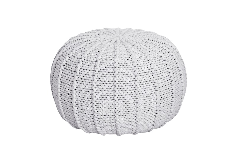 Kinder Strickhocker, Häkel Pouf Ottomane, Grauer Strick Pouf Kinder, Gestrickter Pouffe Ottomane, Kinderzimmer Pouf Ottomane, Skandinavisches Dekor Bild 6