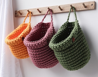 Hanging Storage Basket, Crochet Wall Hanging Basket, Hanging Storage Bag, Home Organizer, Toys Storage, House Warming Gift, Kitchen Storage