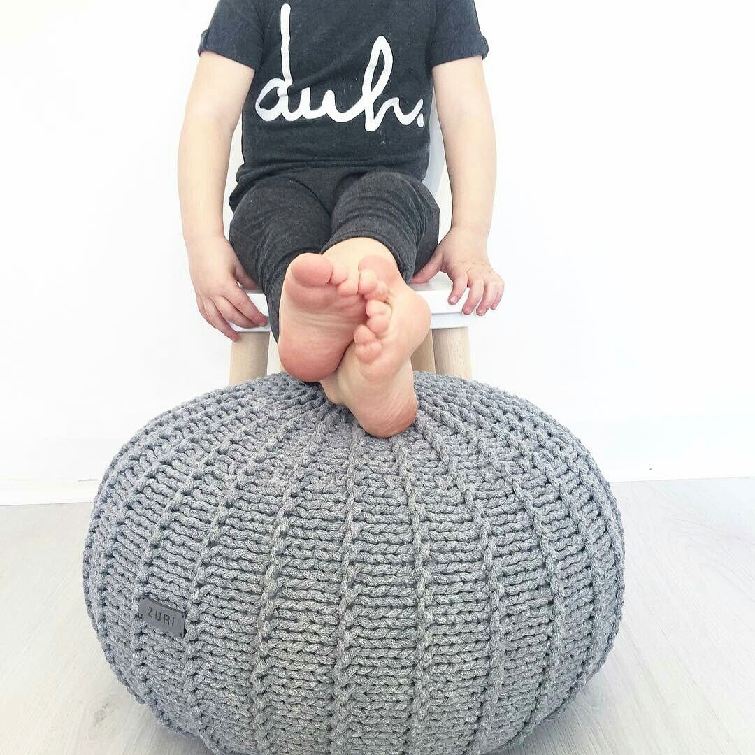 Tabouret Tricoté Pour Enfants, Pouf Pouf Ottoman Au Crochet, Gris Ottoman, Gris
