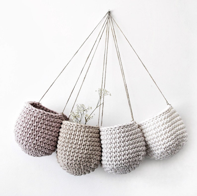 Crochet Hanging Basket Crochet Hanger Crocheted Hanging Etsy