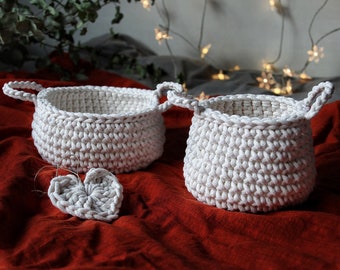 Set Of 2 Crochet Baskets, Storage Basket Crochet, Neutral Nursery Decor, Nursery Organizer, Mother's Day Gift, Housewarming Gift