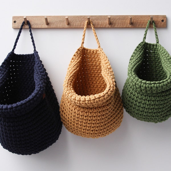 Crochet Wall Hanging Basket: Cotton Nursery Storage Bag