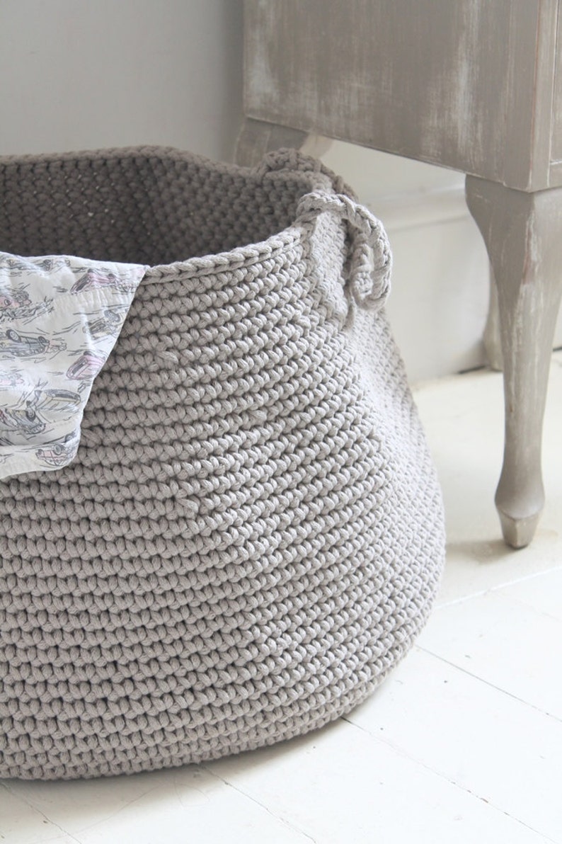 Large Cotton Beige Basket Storing Basket Nursery Basket Etsy