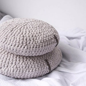 hand crocheted round cushion