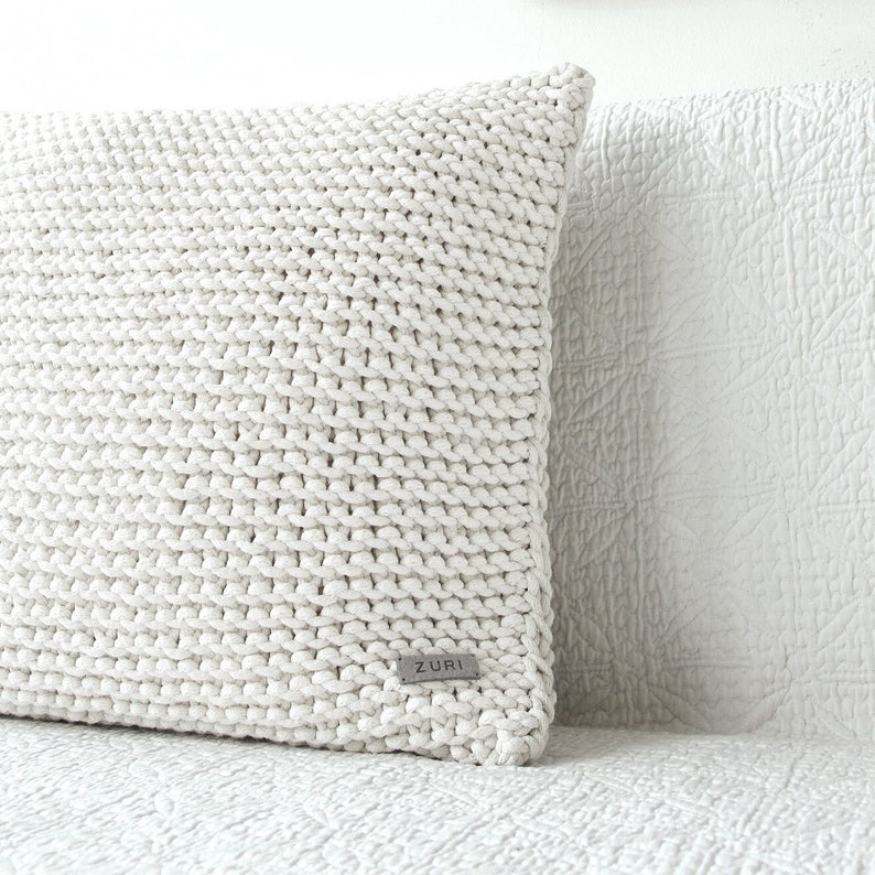 Chunky Knit Cushion, Chunky Knit Throw Pillow, Ivory Knitted Cusion, Knitted Home Decor, Chunky Knit Scandinavian Decor, Housewarming Gift image 5