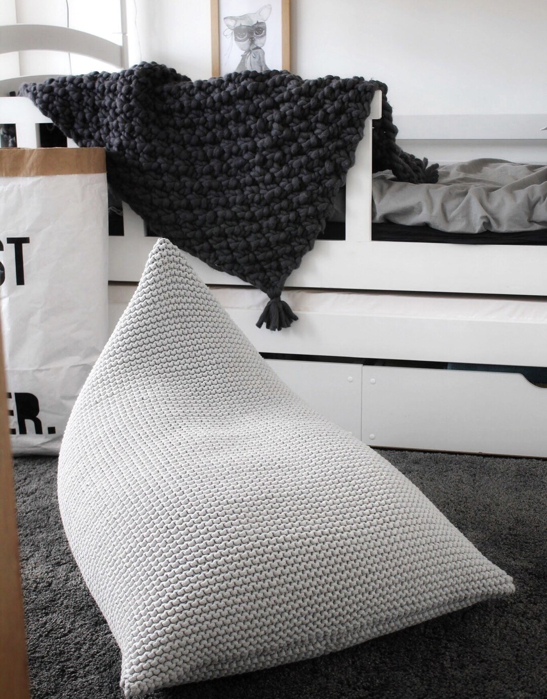 Beanbag Chair Grey Knitted Bean Bag Buy Knitted Cotton Bean Bag