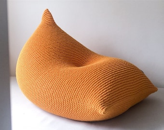 Knitted Bean Bag Chair, Adult Bean Bag Chair, Home Office Furniture, Knitted Bean Bag Lounger, Adult Bean Bag Pouffe, Scandinavian Furniture