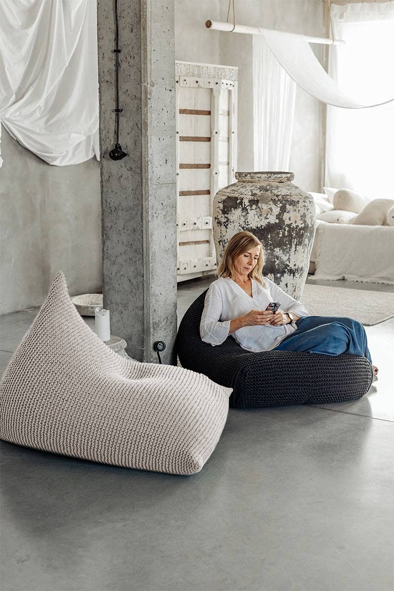 Knitted Bean Bag Chair Adult Bean Bag Chair Home Office Furniture Knitted Bean Bag Lounger Adult Bean Bag Pouffe Scandinavian Furniture Etsy UK