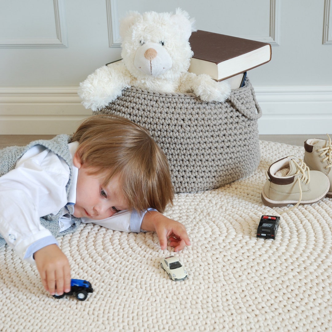 Round Nursery Rug Neutral, Nursery Décor Neutral Rug, Round Crochet Rug