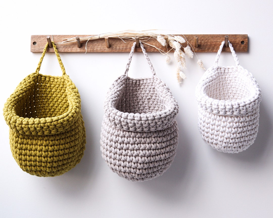 Hanging Wall Basket Wall Hanging Storage Basket Crochet - Etsy
