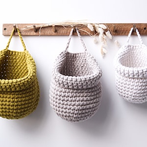 Hanging Wall Basket, Wall Hanging Storage Basket, Crochet Hanging Storage Bag, Nursery Organizer, Toys Storage, Neutral Nursery Decor