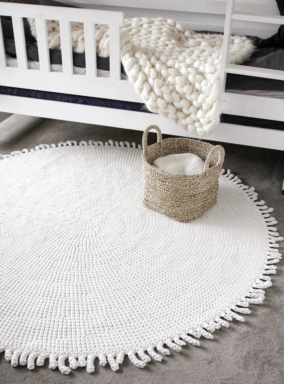 Crochet Round Nursery Rug Circular Rug Kids Neutral Nursery Etsy