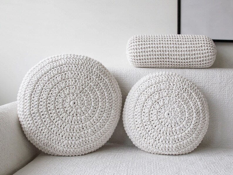 ECRU knitted cushion knitted bolster chunky neck cushion housewarming gift Chunky knitted neck cushion home decor