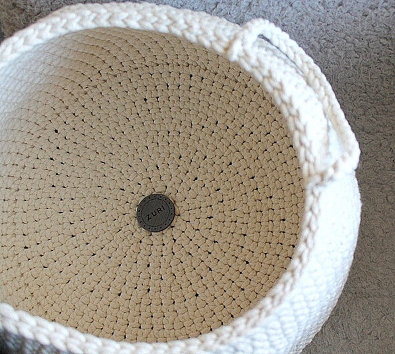 Large Crochet Storage Basket, Neutral Bedroom Decor, Crochet Nursery Organizer, Crocheted Basket Kids, Toys Storage Bag, Crochet Storage Bag image 7