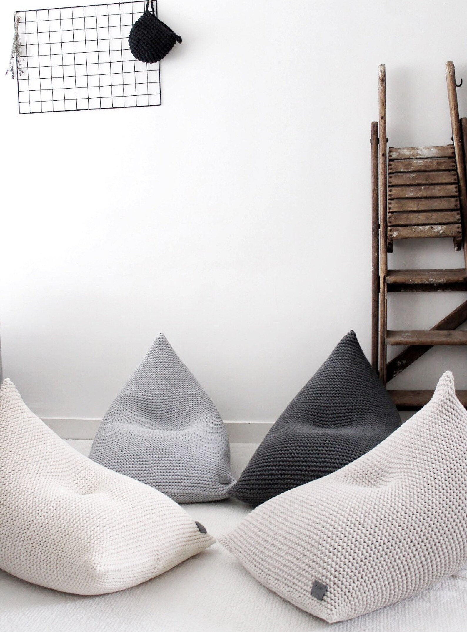 Knitted Bean Bag Chair Kids Beanbag Chair Kids Bean Bag Etsy