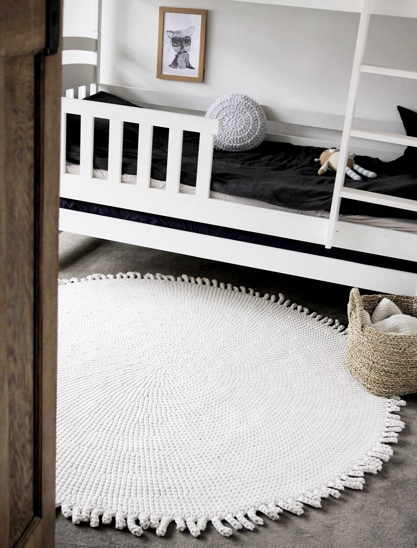 Crochet Round Nursery Rug Circular Rug Kids Neutral Nursery Etsy UK