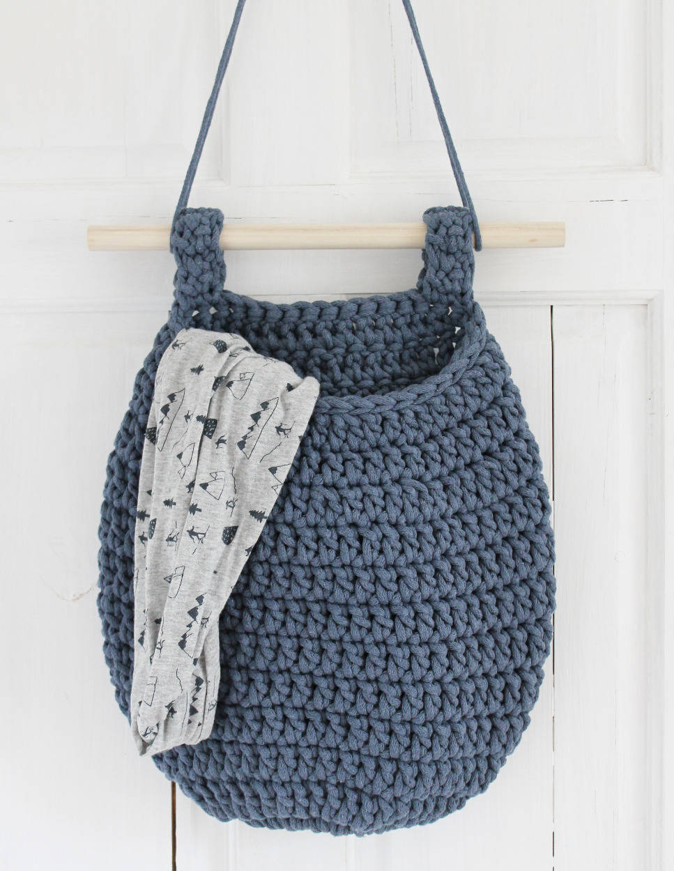 Crochet Hanging Basket, Storage Bag, Blue Homedecor, Kids Wall Decor, Baby Shower Gift, Nursery Toys