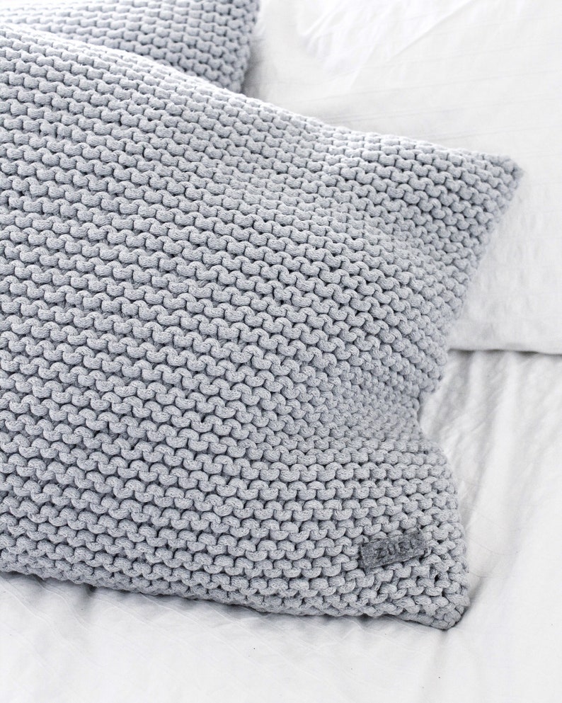 Chunky Knit Cushion Grey Chunky Knit Throw Pillow Knitted Etsy