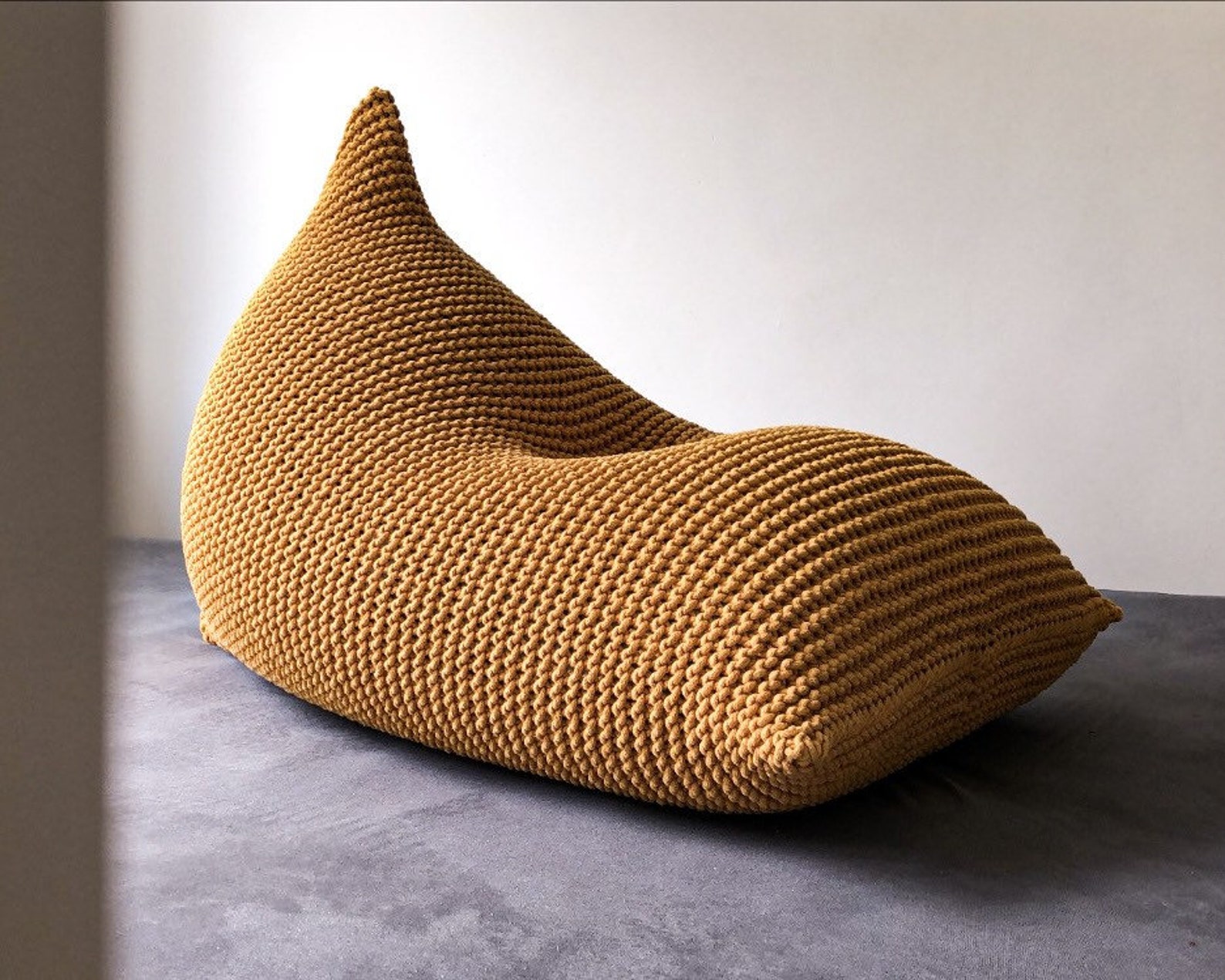 Knitted Bean Bag Chair Adult Bean Bag Chair Home Office Etsy