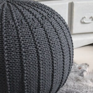 graphite grey cotton pouffe footstool ottoman hand made