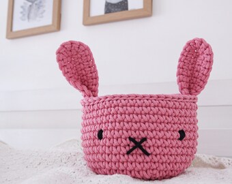 Crochet Storage Basket, Crochet Bunny Basket, Easter Bunny Decor, Nursery Organizer, Toys Storage, Neutral Nursery Decor, Easter Basket