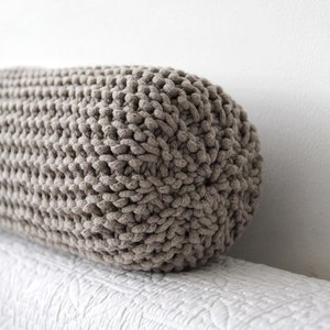 Almohada de punto grueso: cojín cervical de algodón reciclado beige oscuro