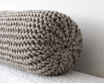 Chunky Knit Pillow, Neck Pillow, Knitted Bolster Pillow, Knitted Sofa Cushion, Cozy Home Decor, Housewarming Gift, Mother's Day Gift