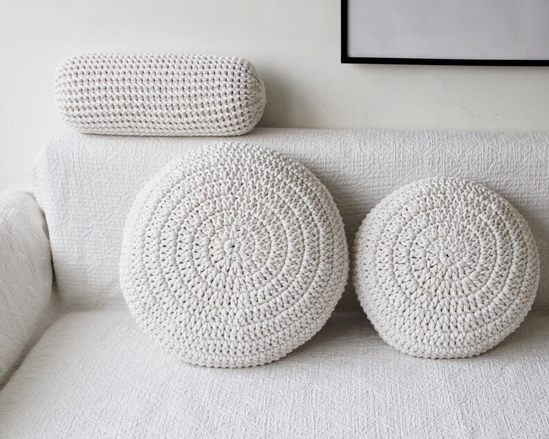 ECRU knitted cushion knitted bolster chunky neck cushion housewarming gift Chunky knitted neck cushion home decor