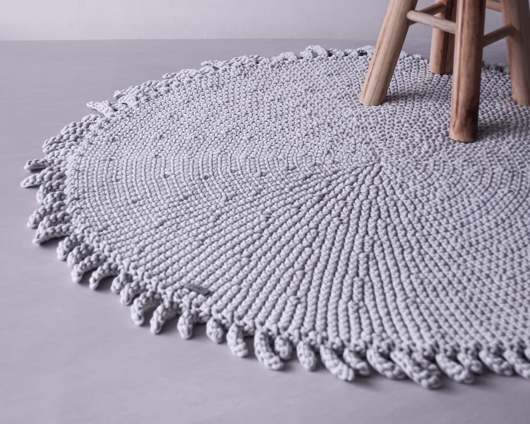 Round Nursery Rug Neutral, Nursery Décor Neutral Rug, Round Crochet Rug